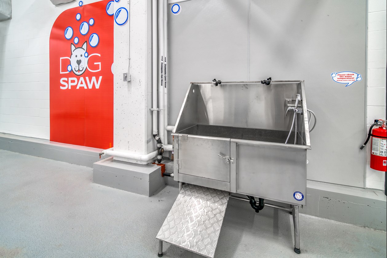dog washing station in apartment building for free