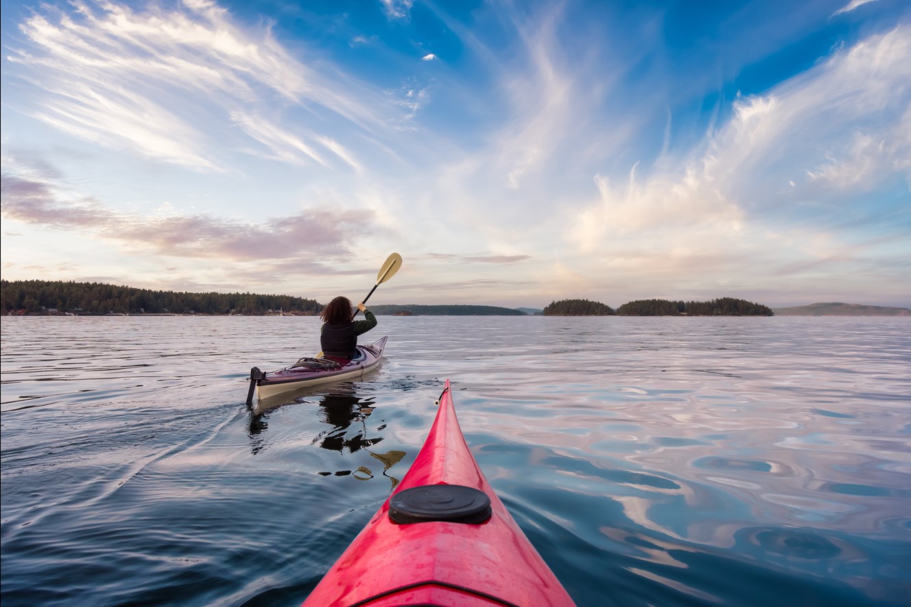 Kayaking in Victoria BC Pacific Ocean, Langford